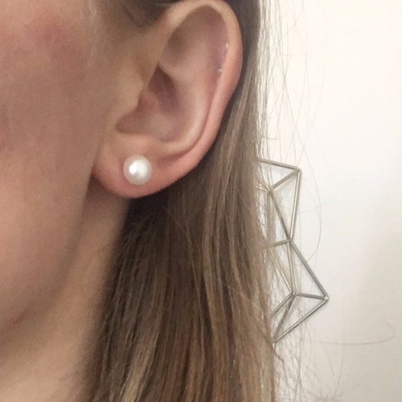 Gold GP Genuine Freshwater White Pearl Earrings - Picture 4 of 5